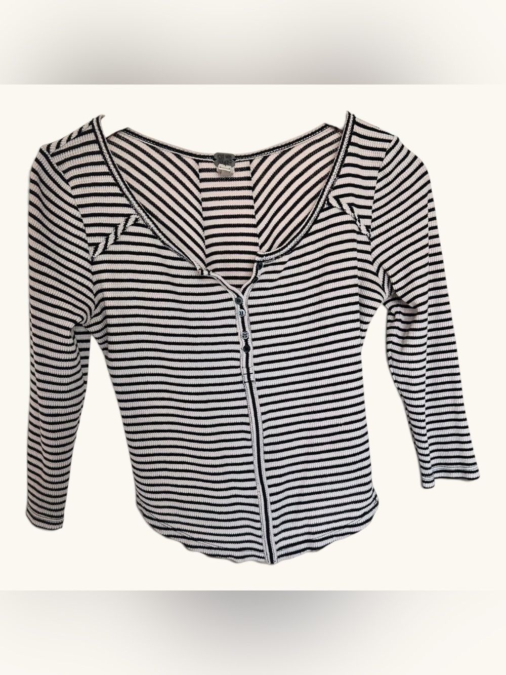 Free People We The Free Stars & Stripes Striped Thermal Henley Top